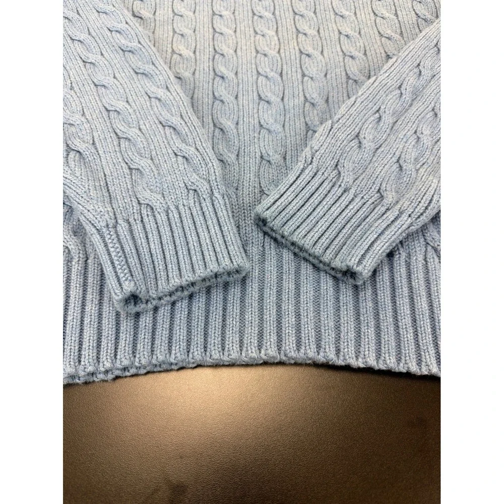 Polo Ralph Lauren Blue Cotton Cable Knit Fisherman Sweater Mens XXL Chunky